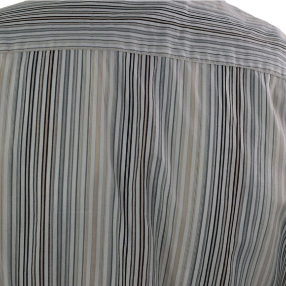 BELLISIMO Men sz M Dress Shirt 2 ply fine cotton vertical stripes Long Sleeve - Picture 4 of 7